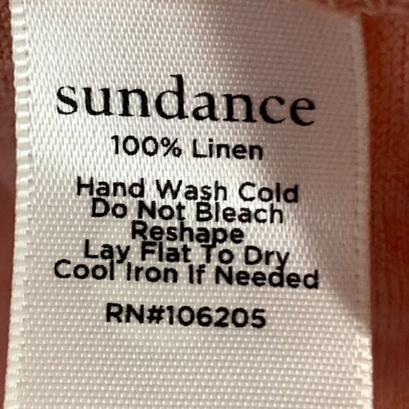 Sundance Women's Frayed Neck Linen 3/4 Sleeve Top Coral Pink Size Medium - Picture 4 of 7